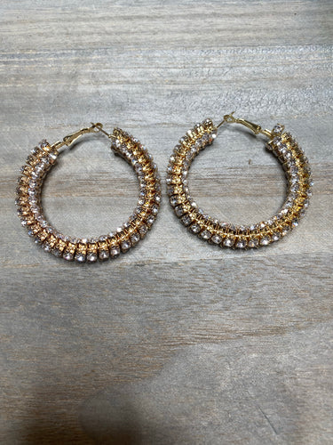 TRIPLE STONE HOOPS