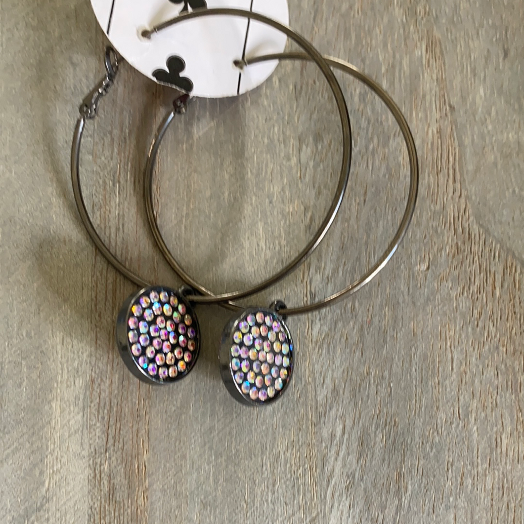 PINK CRYSTAL HOOPS