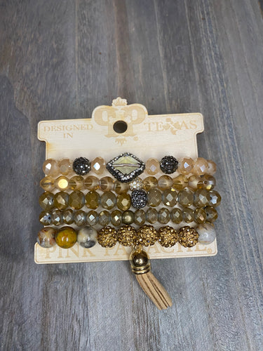 CLEAR STACK WITH GOLD CRYSTALS