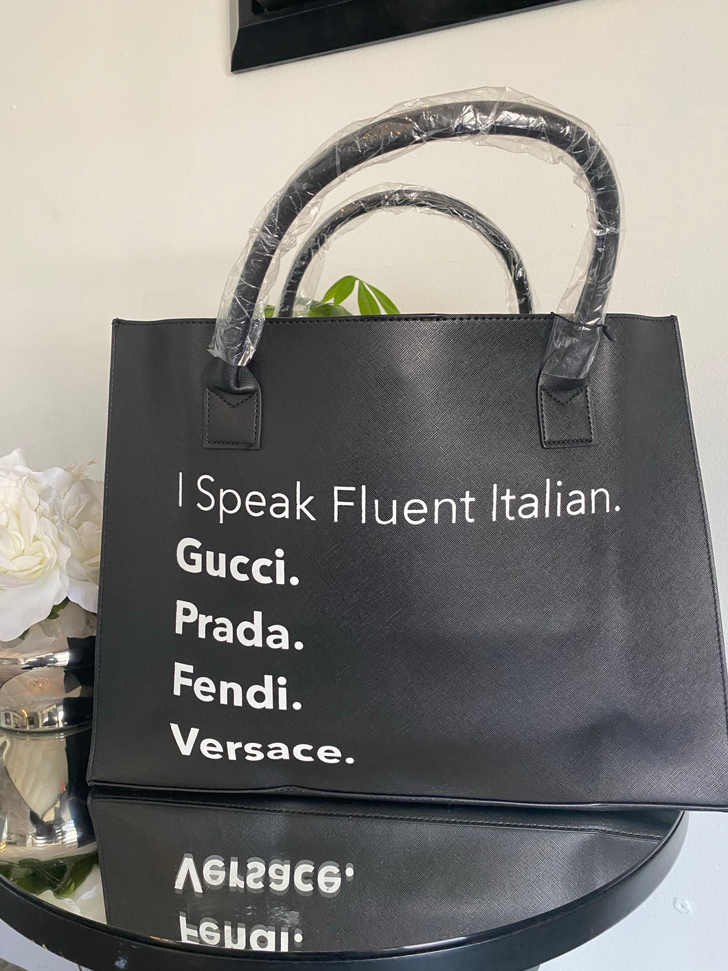 I SPEAK FLUENT ITALIAN HANDBAG