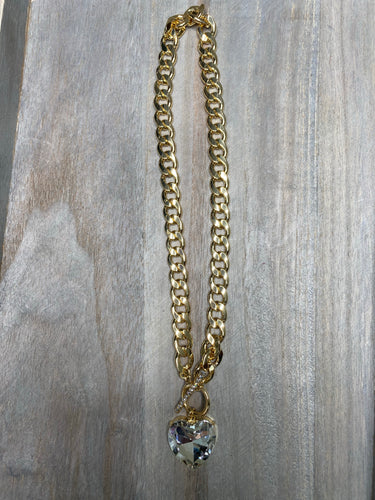 CRYSTAL GOLD HEART NECKLACE