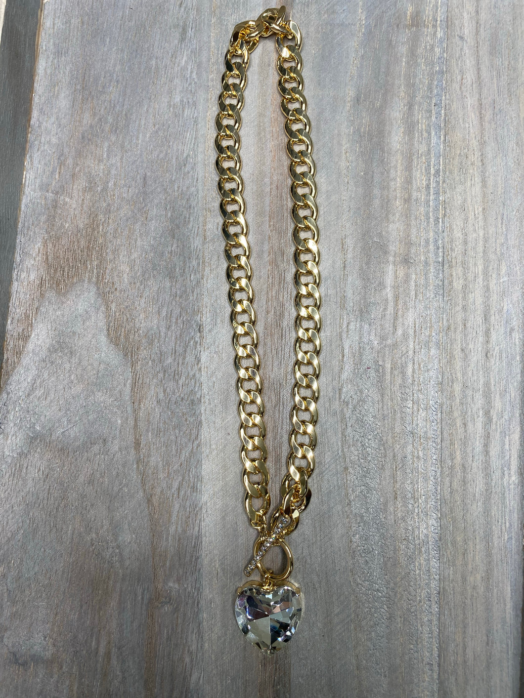 CRYSTAL GOLD HEART NECKLACE