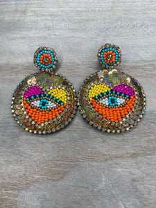 MULTI SEQUINS EVIL EYE EARRINGS