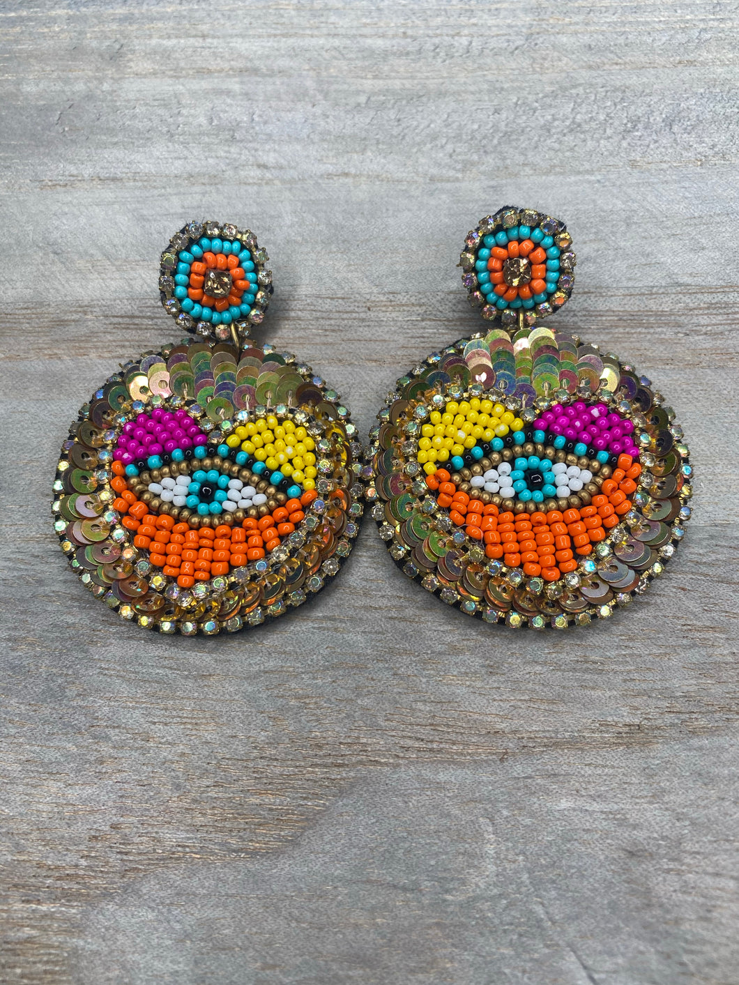 MULTI SEQUINS EVIL EYE EARRINGS