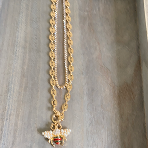GREEN AND RED BEE NECKLACE