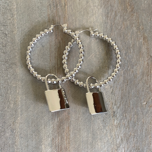 SILVER BALL LOCK EARRINGS